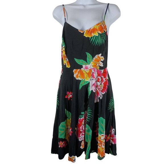 Old Navy Black Floral Summer Cami Dress With Tropical Print Lightweight Size S - Picture 1 of 9